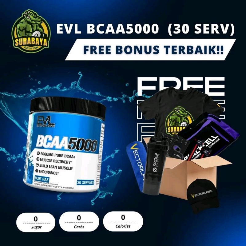 EVL BCAA 5000 30 Serving Evlution Nutrition BCAA Powder Muscle Recovery Support