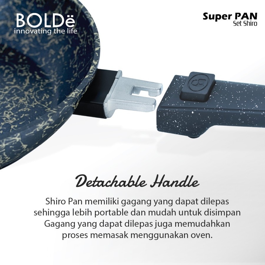 BOLDe Super Pan Shiro Set - Panci Cookware Set - Handle Bisa Dilepas