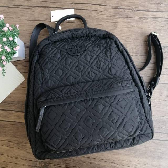 Tory Burch Ella Nylon Quilted Backpack tas bag original authentic asli black hitam
