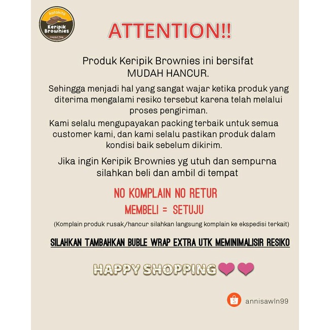 

Sekar_Shop07 Keripik Brownies Crispy (500 Ml) By Katakita Krispi Bronis Kering Brownis Coklat
