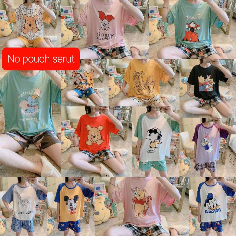 RULIF SET PIYAMA OVERSIZE | Baju tidur wanita | Hotpant piyama wanita import spandek