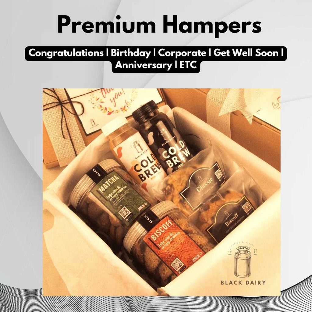 

Premium Hampers Lengkap - Soft Cookies, Crispy Cookies, Cold Brew Coffee