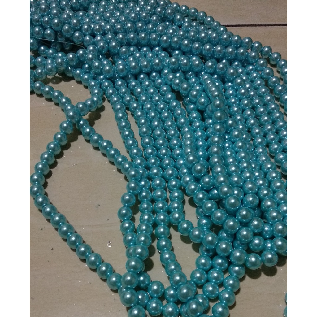 100 Gram Payet Mote Manik Mutiara Sintetis 8mm Bulat Besar Mutsin Berat Kwalitas Super Warna Biru