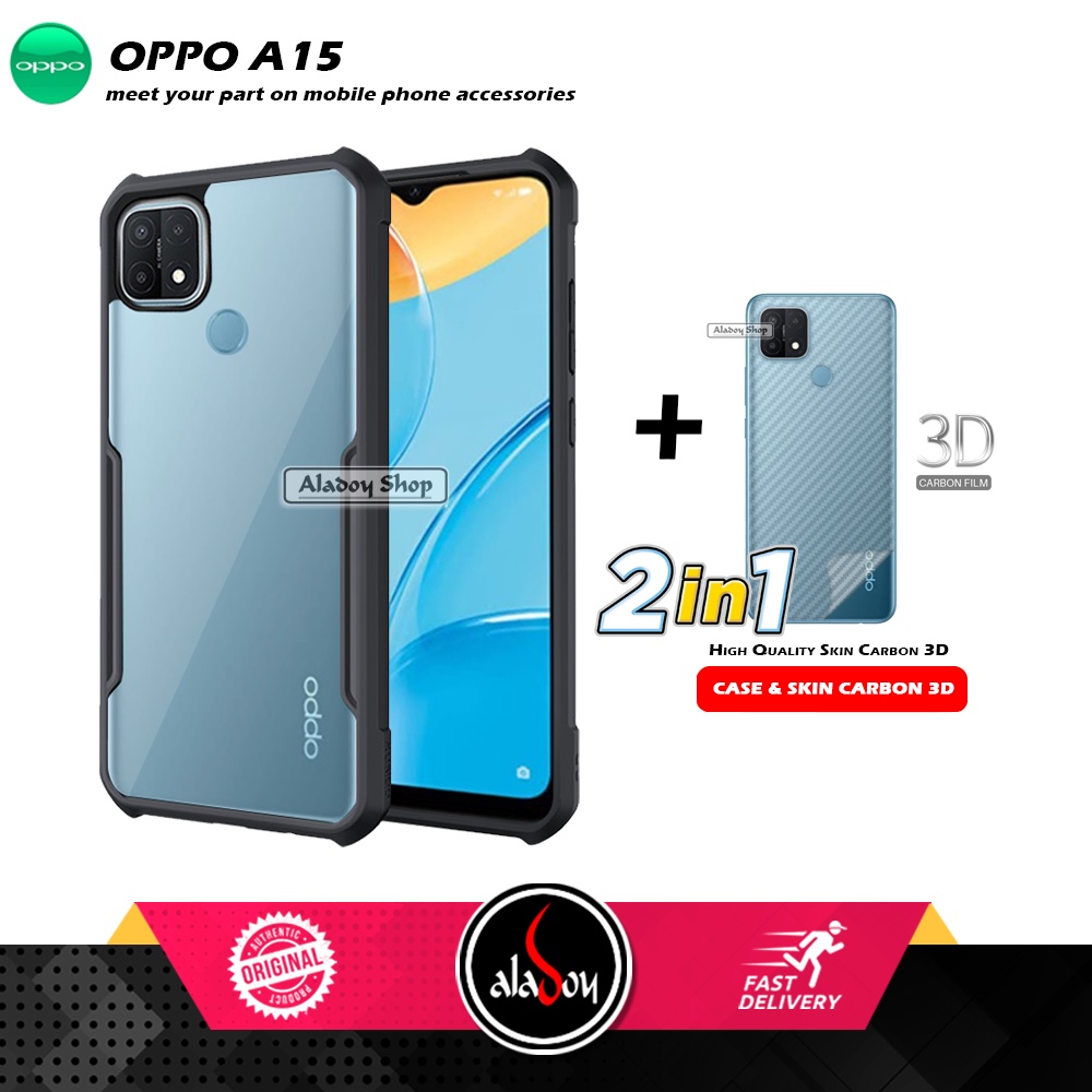 Case OPPO A15 Armor Fusion Transparent Casing Free Skin Carbon 3D