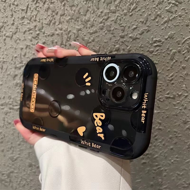 Case Pria Dan Wanita Motif Polkadot Warna Hitam Transparan Untuk iphone 12 13 11 Pro Max X Xs Max Xr