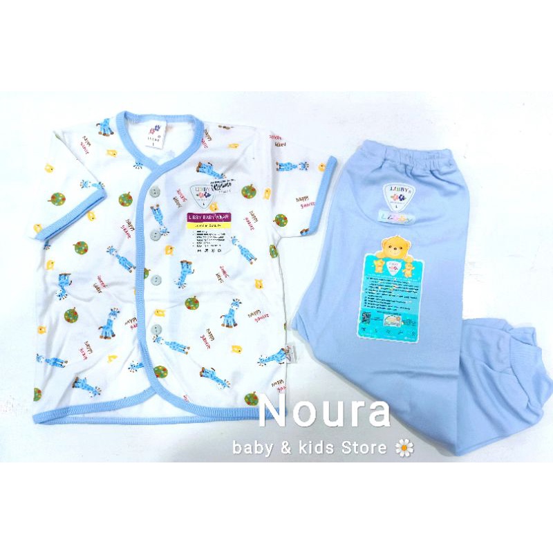 Setelan CP Libby | Baju Pendek Kancing  Depan Print dan Celana Panjang Libby polos