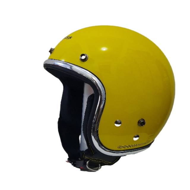 Helm Cargloss Retro Kuning Lemon Dengan List Croom