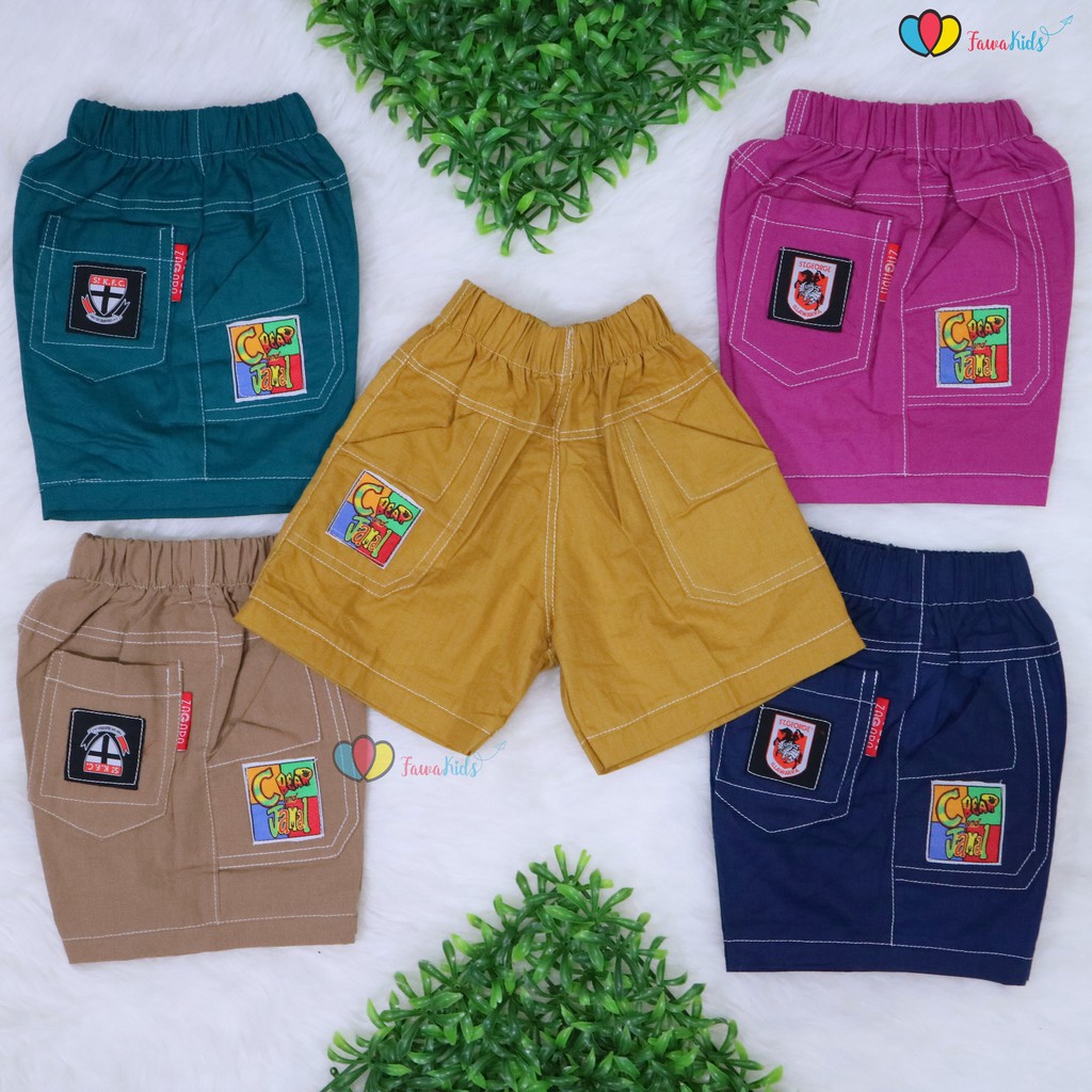 Celana Fairuz Uk 1-2 Tahun / Celana Pendek Harian Anak Laki Kolor Pants Cowok Kantong Polos Bawahan