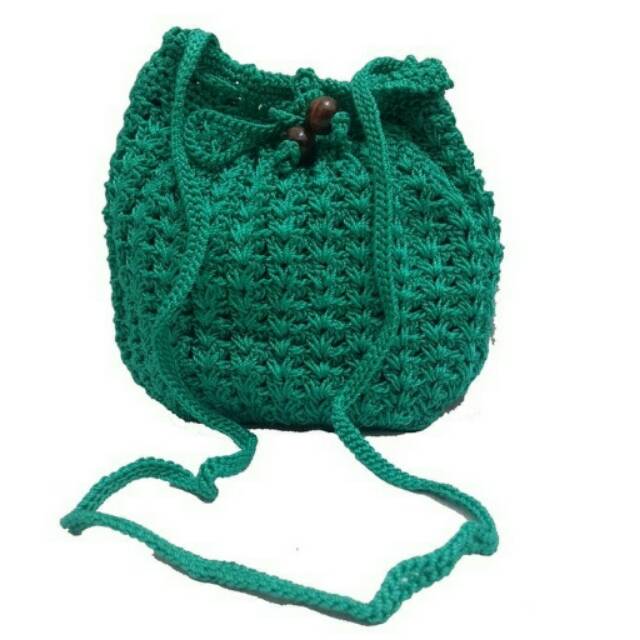 Tas Rajut Nilon Selempang - Hijau Tosca
