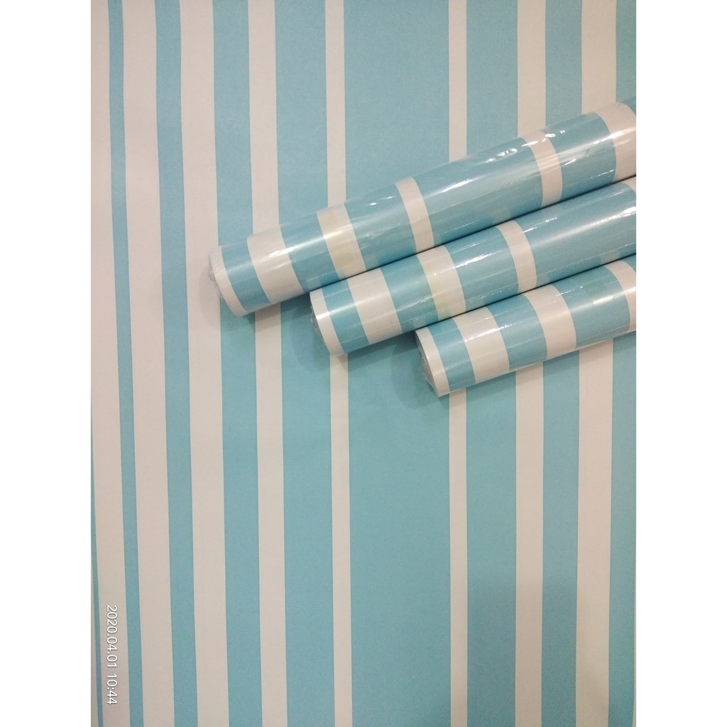 Wallpaper Dinding Motif Putih Biru Ukuran Panjang 10 Meter x lebar 45 Cm