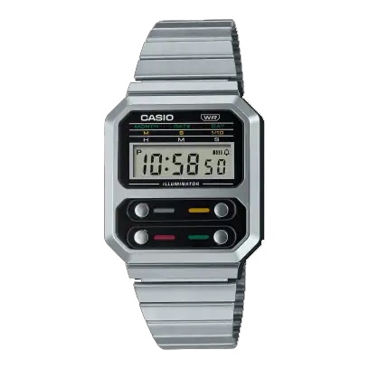 Casio Vintage Original A100WE-1A / A100WE 1A Jam Tangan Pria Stainless Steel Silver