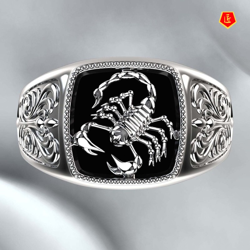 [Ready Stock]Creative Scorpio Embossed Men's Ring 925 Silver