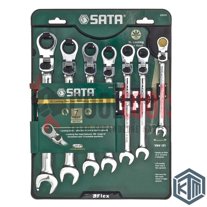 7 Pcs XL Kunci Ring Pas Rachet Set Flex Head 09043 SATA TOOLS