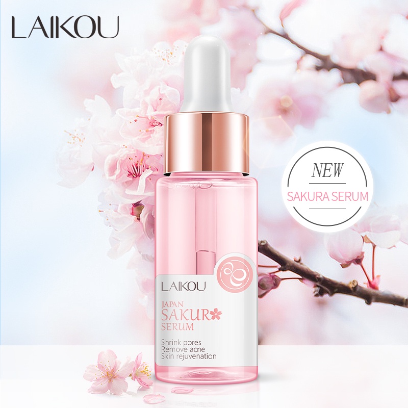 LAIKOU Sakura Serum Meremajakan Wajah Essence Untuk Pori-pori Tersumbat Mencerahkan Kulit Kusam