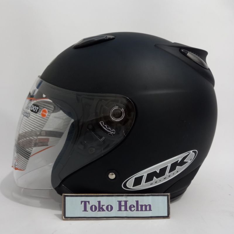 Helm half face INK centro polos original INK hitam doff/black doff