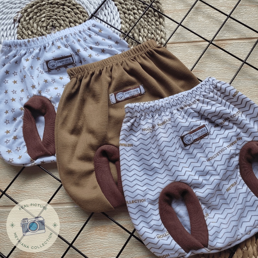 3 Pcs Celana Pop Bayi Baru Lahir Celana Kacamata Bayi Seri Coklat Meyriana Collection