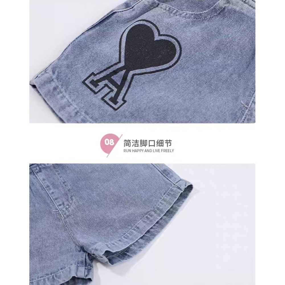Promo !! Setelan kaos anak perempuan / Setelan anak celana pendek / Setelan heart alphabet ciss ukuran 1- 5 tahun