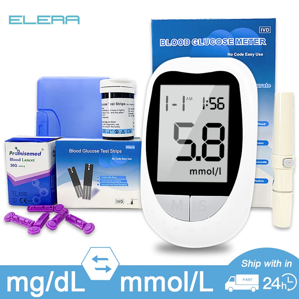 Alat Tes Gula Darah / Alat ukur gula darah / Alat Test Gula Darah/ Tester Gula Darah Glucometer Blood Sugar Kit with 50 Test Strip &amp; Lancets / Diabetes / Diabet