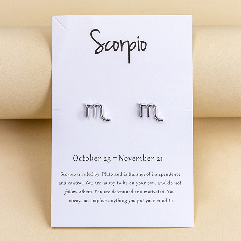 Anting Tusuk Model 12 Rasi Bintang Leo Libra Aries Warna Emas Untuk Wanita