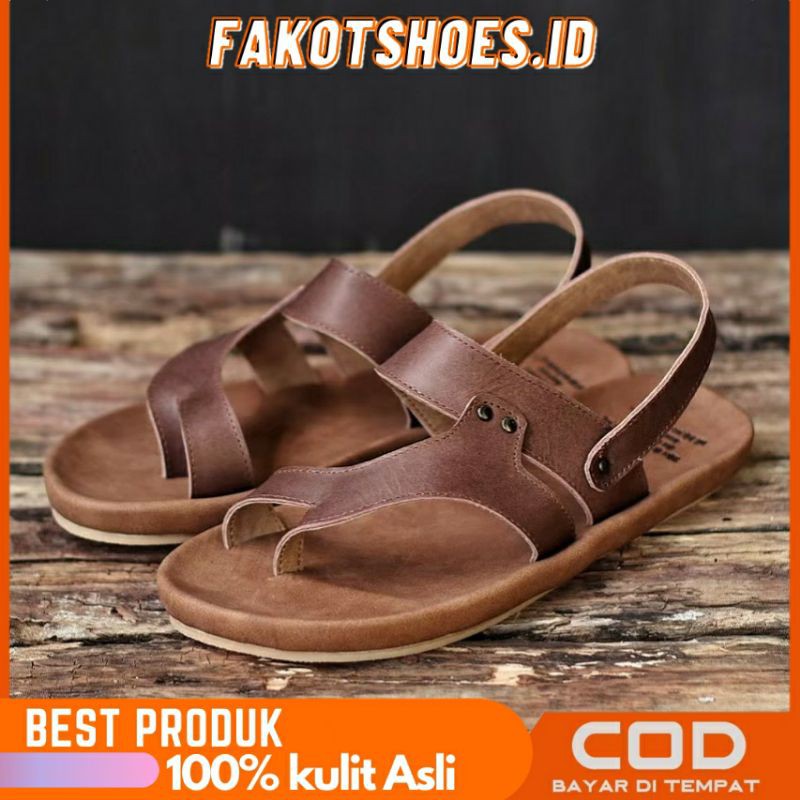 FAKOT x RIOT Sandal Slide Pria Kulit Asli Sendal Cowok Original Terlaris