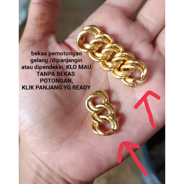 Gelang dan cincin replika mas 24k kualitas golden ,lagi hits an herlin kenza,best seller,panjang realnya 18cm-19cm tergantung stok dari toko mas, klo mau dipendekin atau dipanjangin pasti ada bekas potongan