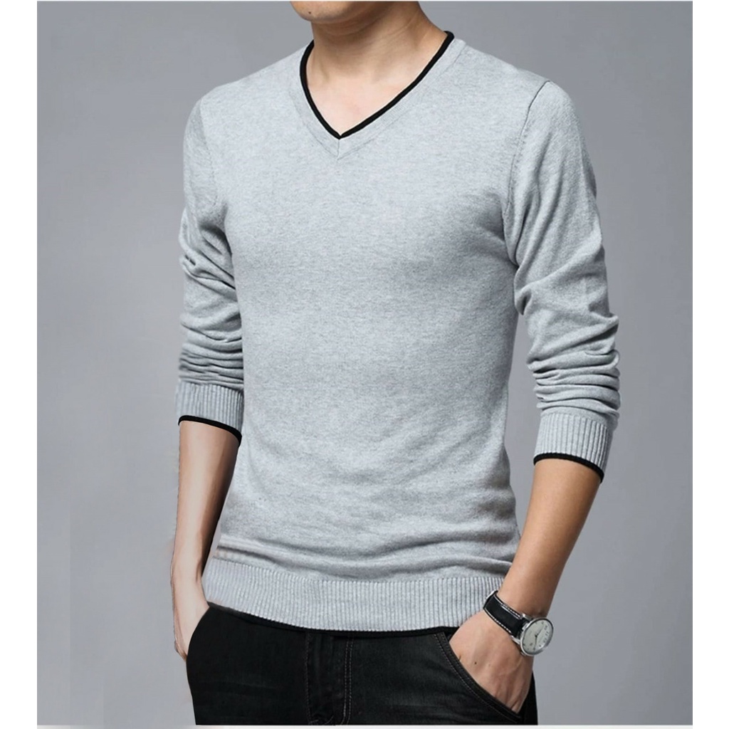 AMOSJKT28.ATASAN LENGAN PANJANG.ATASAN PRIA DEWASA./JUMPER/BAJU SWEATER VNECK