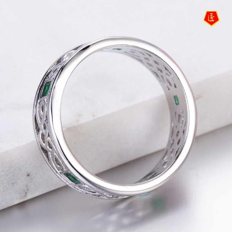 [Ready Stock]925 Silver Simple Personality Emerald Ring