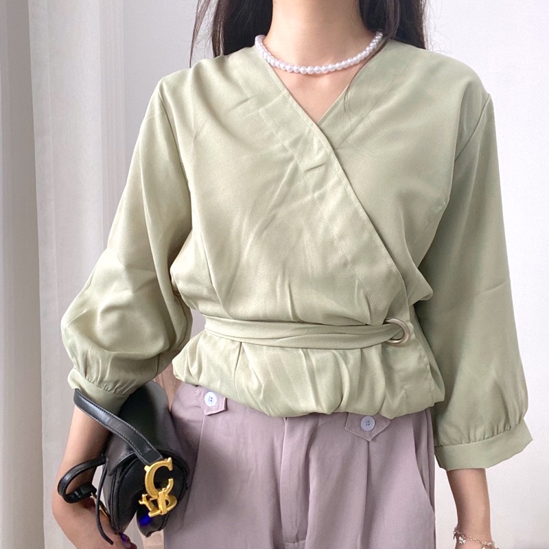 KALILA Blouse Multiways / Atasan Wanita Modern V-Neck / Blouse Pita Pinggang Karet 0370