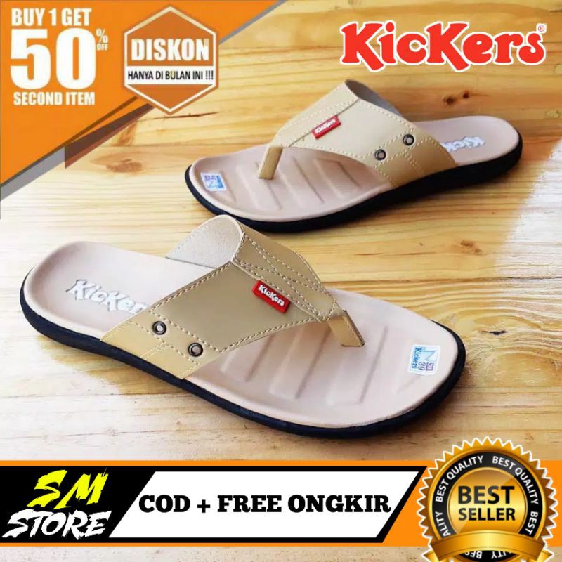 SANDAL JAPIT PRIA KULIT KICKERS TERBARU SIZE 39-43(BAYAR DITEMPAT)