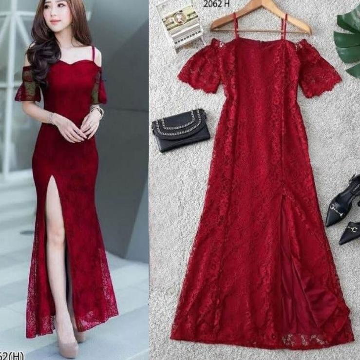 [PRODUK 9AI0N] LONG DRESS SABRINA BRUKAT WANITA/ SEXY dress bodycon brokat / bronia/ DRESS NATAL IML