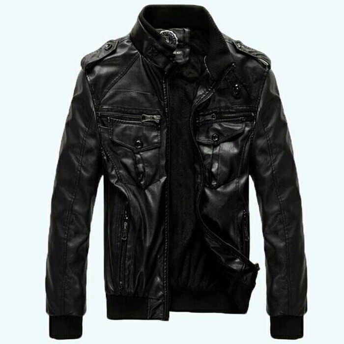 Jaket Semi Kulit Pria Motor Rib Korea