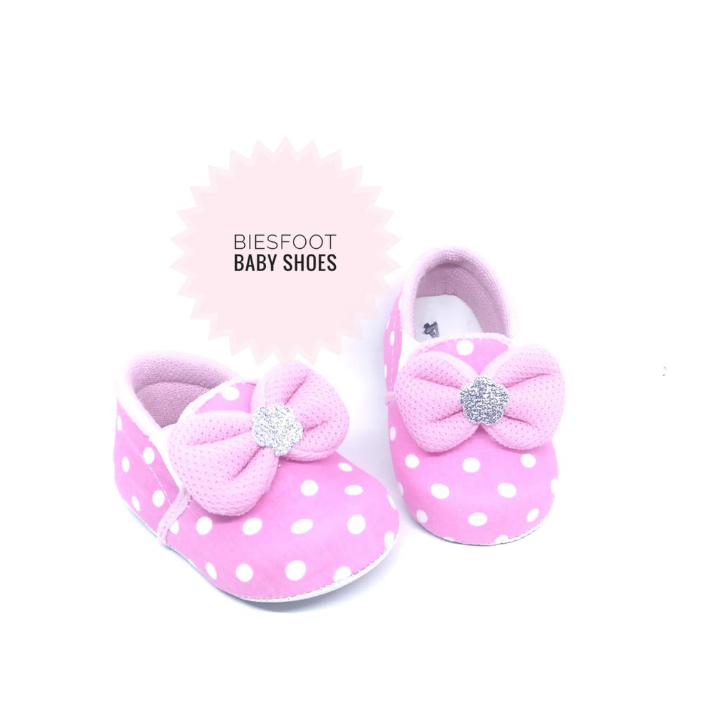 sepatu bayi perempuan pulkadot pink