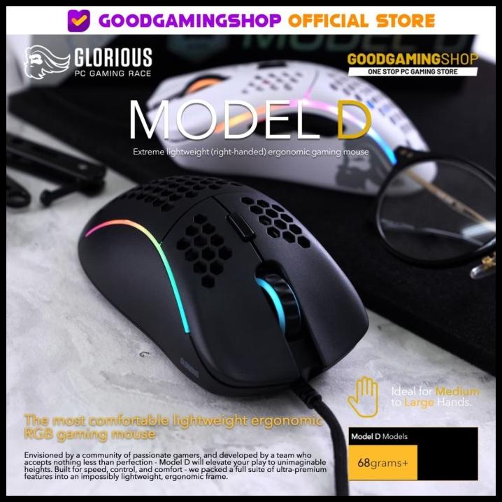 Glorious Model D - Mouse Gaming Ergonomis Hitam/ Putih 12000 DPI RGB
