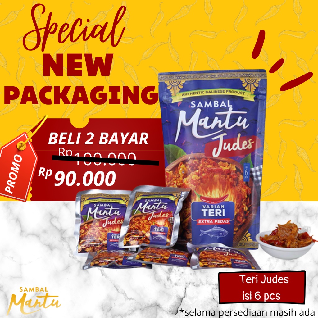 

Sambal Bawang Mantu Teri Judes Ekstra Pedas Pouch 90gr