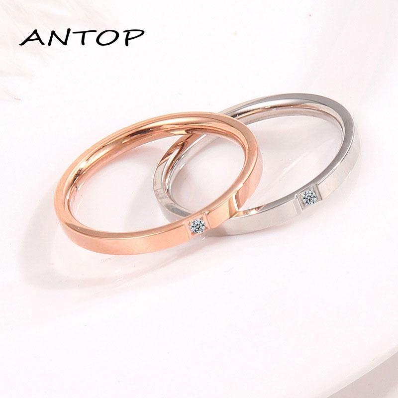 1pc Cincin Berlian Bahan Titanium Steel Gaya Korea Untuk Wanita