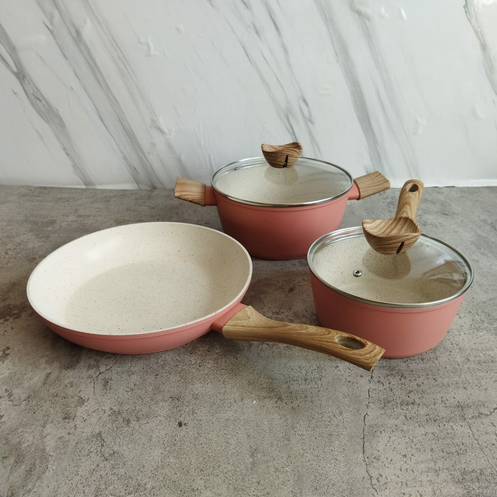 Ryvan Marble Cookware Set Panci Set Marbel Panci Set Cantik Panci Warna
