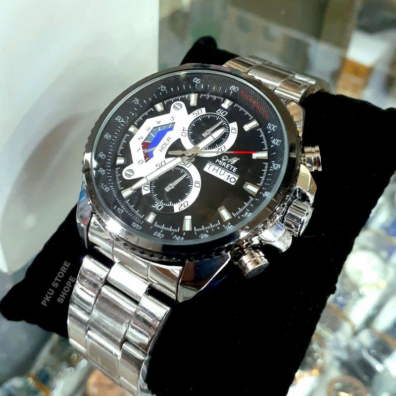 Jam Tangan Pria Mirete  Godl Strap Rantai Terbaru Import Anti Air Ready Stok Realpic Tanggal Hari Aktif | Jam Tangan Cowok Water Resistant MIRETE ORIGINAL Sporty Kasua Analog Quart | Mewah Elegan Free Box