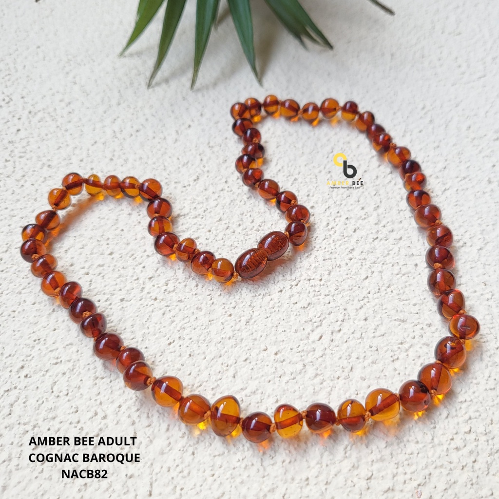 Kalung Amber Baltic Lithuania Dewasa Premium Glossy Cognac NAGC82 by Amber Bee