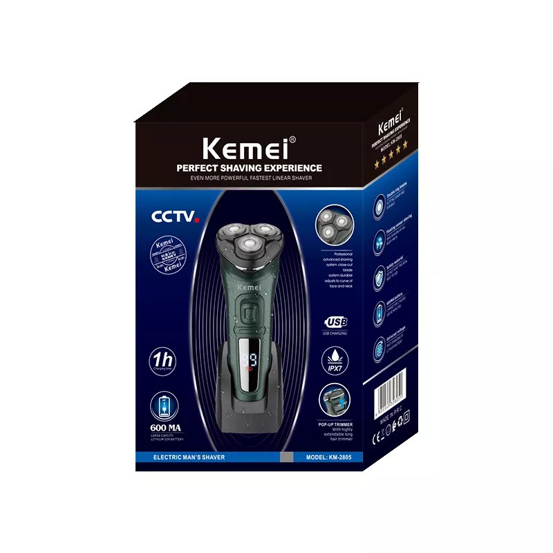 Kemei KM-2805 Electric Shaver Wet Dry Rotary Electric Razors Trimmer