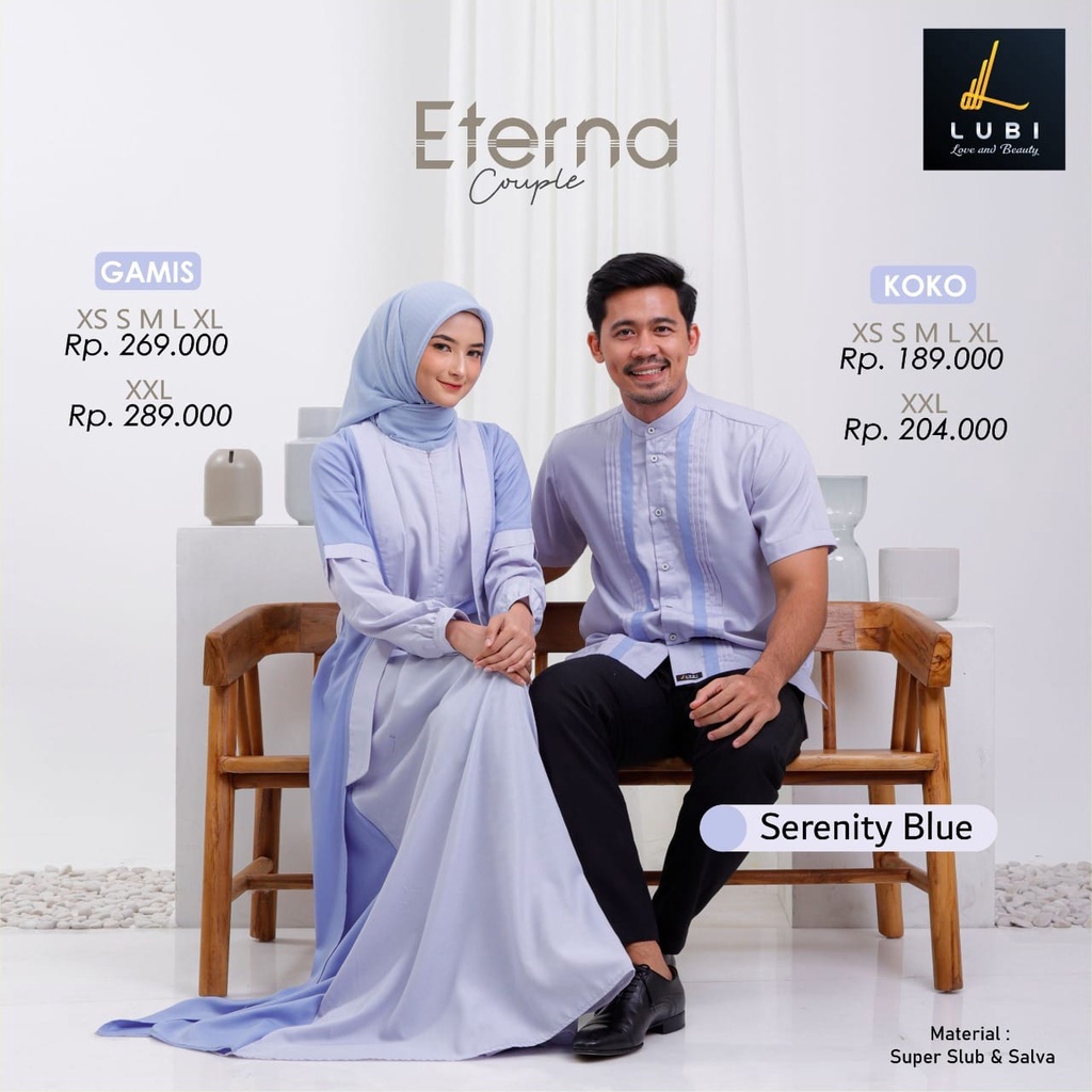 Cod Gamis Koko Couple Eterna Serenity Blue By Lubi Pakaian Pasangan Couple Keluarga Gamis Murah Koko