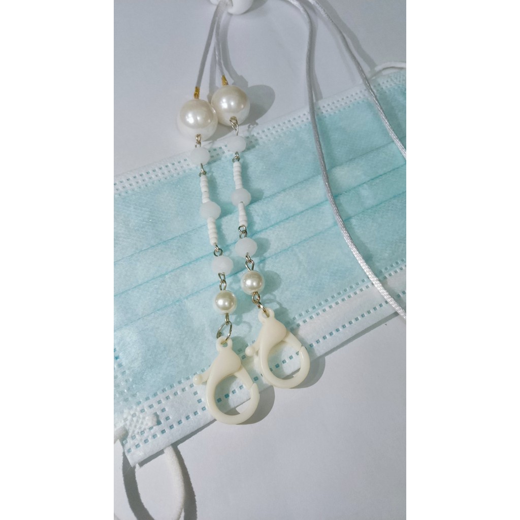 Strap Masker Korea Tali Masker Tali Masker Mutiara Putih Konektor Hijab Masker strap masker kristal