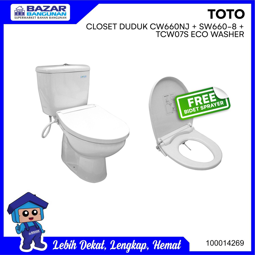 Toto Closet Kloset Toilet Duduk Eco Washer Cw 660 Nj J Cw660nj Cw660j Shopee Indonesia