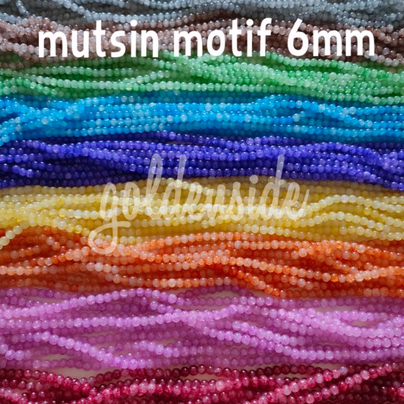 Mutsin 6mm motif retak / Batu retak 6mm per string