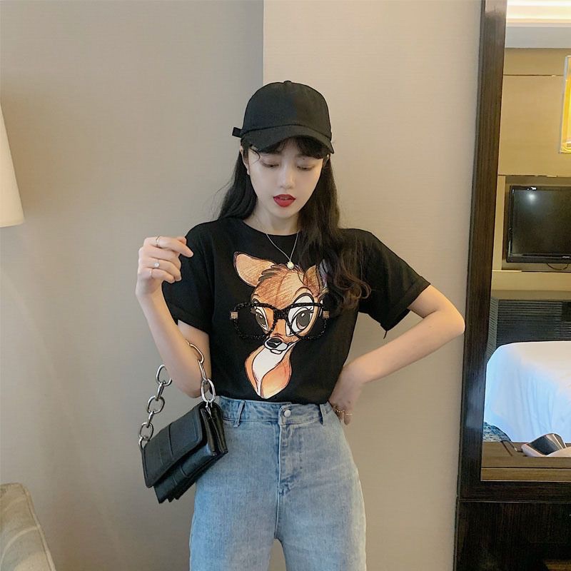 THISTLE - Oversize Tee Tshirt Wanita Model Longgar Motif Rusa