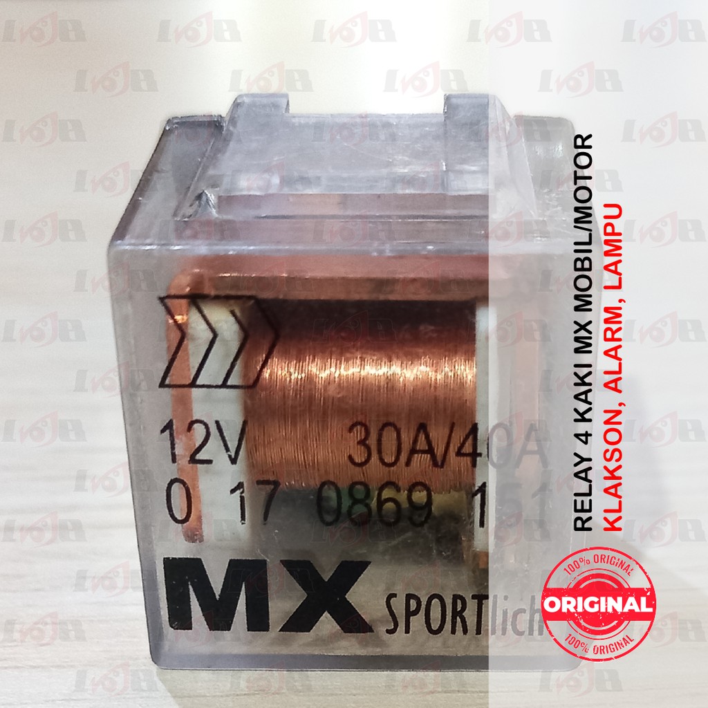 Relay MX Kaki 4 12v 30/40a Rellay Empat Pin For Klakson Alarm Lampu