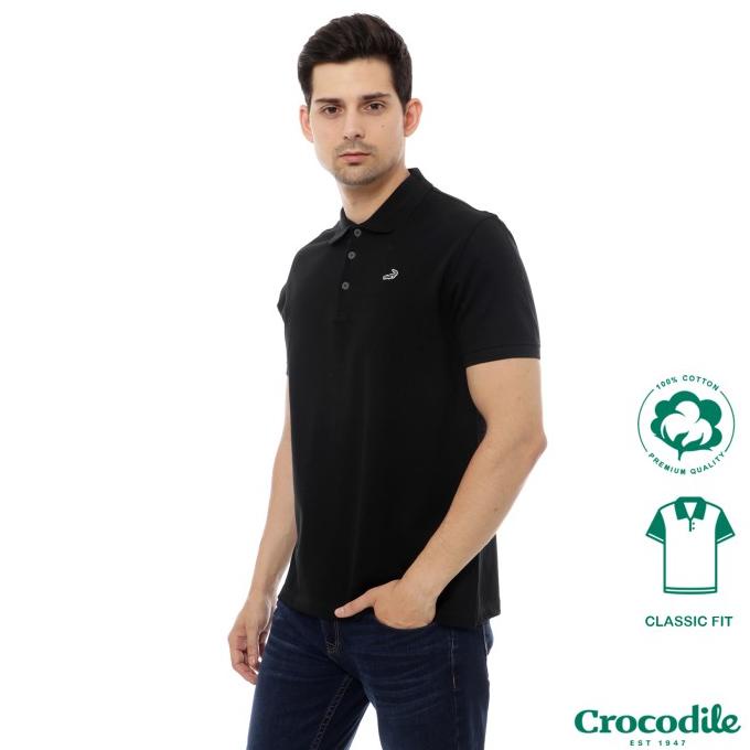 Crocodile CLAS Black - Baju Kaos Kerah Pria Men Polo Original