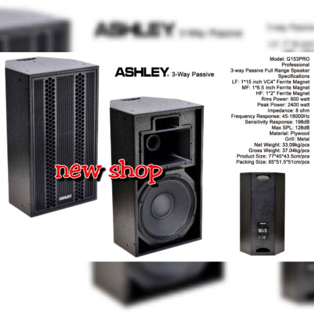 Speaker pasif ASHLEY G153PRO 3WAY original Ashley