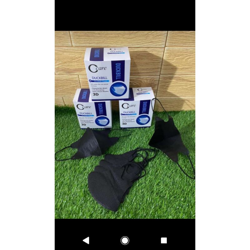 Masker Duckbill Warna Hitam - Eco pack isi 10 pcs Kualitas Setara Orlee