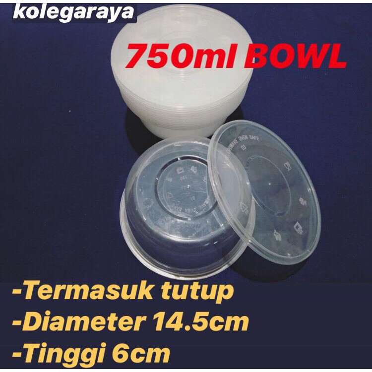 Kotak Makan Thinwall Bowl Mangkuk Plastik FoodGrade OTB 750ml ISI 25pcs