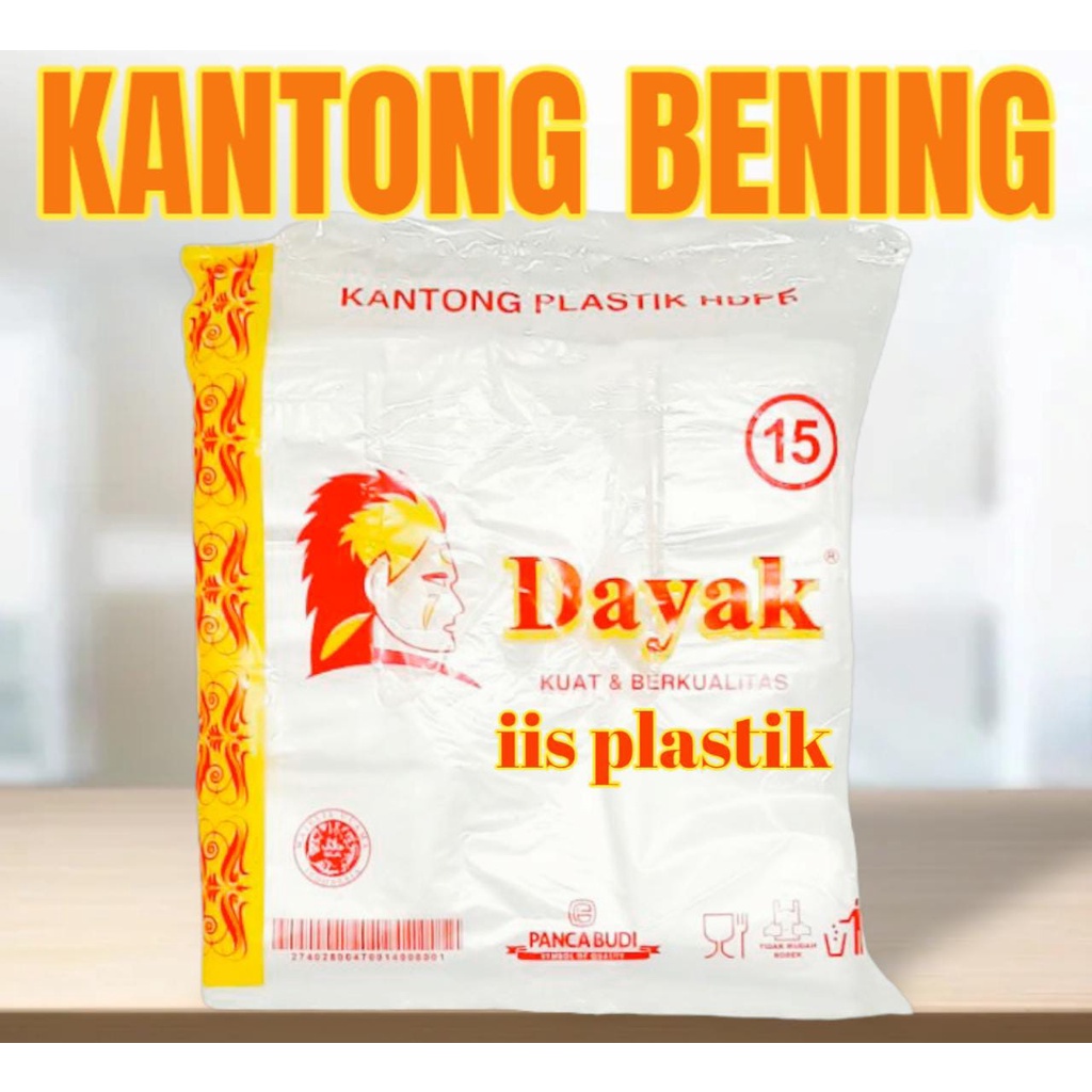 kantong plastik kresek hd putih bening/ trasparan DAYAK Uk 15 24 HDPE